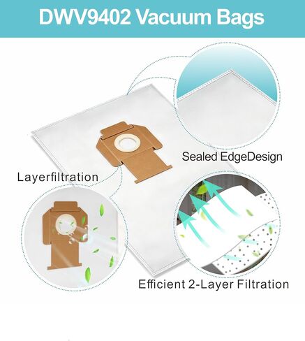 DWV9402 Collector Fleece Dust Bag compatible with DEWALT Vacuum Vac DWV010 | compatible with DEWALT Vacuum Vac DWV012, DWV015 8 & 10 Gallon Dust Extractor Shop Vacuum Bags (75029)(5 Pack) in Kuwait