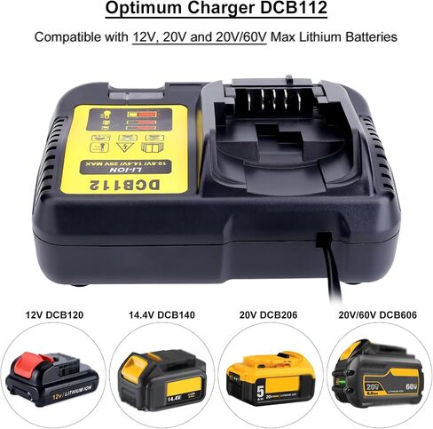 Biswaye DCB112 DCB115 20V Max Charger Charges All DCB201 DCB204 DCB606 DCB609 DCB207 DCB206 DCB203 DCB200 DCB120 DCB127 12V Max, 20V Max and 60V Max Li-Ion Cordless Tool Battery Packs in Kuwait