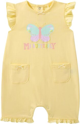 TRND O&X Baby Girl 3-Pack Cotton Outfit, Ruffle Romper Bodysuit Shorts Set with Cute Butterfly Rainbow Print in Kuwait