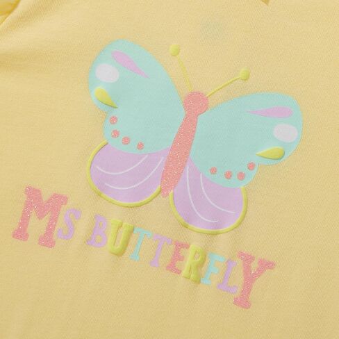 TRND O&X Baby Girl 3-Pack Cotton Outfit, Ruffle Romper Bodysuit Shorts Set with Cute Butterfly Rainbow Print in Kuwait