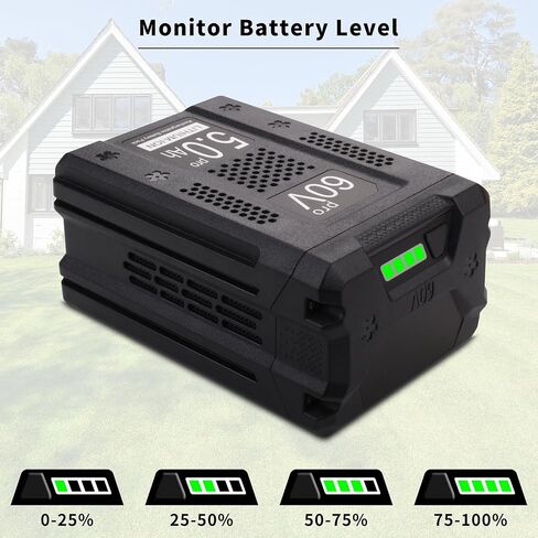 60V 5.0Ah Replacement for Greenworks 60V Battery LB60A00 LB60A01 LB60A02 LB60A03 LB602 LB6025 LB6041 LB6042 LB6051 LB6080 LLB608-NS, Compatible with Greenworks 60 Volt Charger CH60R00 2936902 CH60DP01 in Saudi Arabia