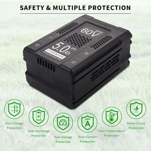 60V 5.0Ah Replacement for Greenworks 60V Battery LB60A00 LB60A01 LB60A02 LB60A03 LB602 LB6025 LB6041 LB6042 LB6051 LB6080 LLB608-NS, Compatible with Greenworks 60 Volt Charger CH60R00 2936902 CH60DP01 in Saudi Arabia