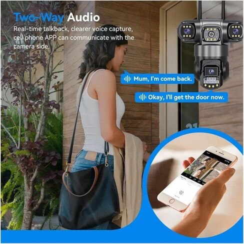 V380 Pro WiFi IP Camera Outdoor 12MP 6K Triple Lenses Triple Screens Security Video Monitor Night Vision Waterproof CCTV Cameras(UK Plug,Cam Add 32GB Card) in Kuwait
