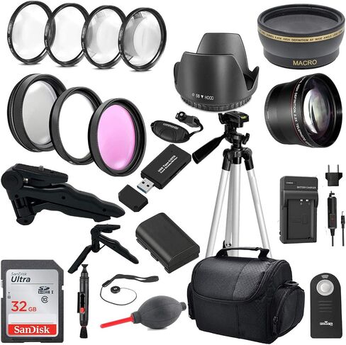 Commander Optics Premium DSLR Camera Accessory Bundle with 58MM Filters, Lenses, 32GB Sandisk SD Card and More for Canon 80D and Canon 90D (58MM Lens Kit with LP-E6N Battery Pack) in Saudi Arabia