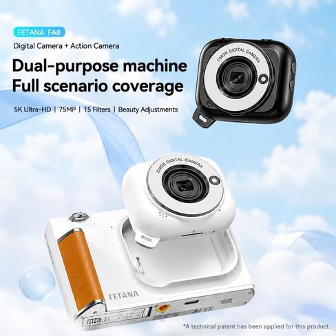 5K 30Fps Mini Action Camera with 180° Flip Screen 75MP EIS | Wearable Beauty Filter Continuous Shooting Vlogging Camera for TikTok YouTube Vlogging Outdoor Motorcycle in Saudi Arabia
