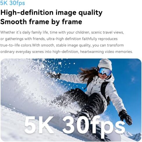5K 30Fps Mini Action Camera with 180° Flip Screen 75MP EIS | Wearable Beauty Filter Continuous Shooting Vlogging Camera for TikTok YouTube Vlogging Outdoor Motorcycle in Saudi Arabia