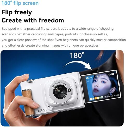 5K 30Fps Mini Action Camera with 180° Flip Screen 75MP EIS | Wearable Beauty Filter Continuous Shooting Vlogging Camera for TikTok YouTube Vlogging Outdoor Motorcycle in Saudi Arabia
