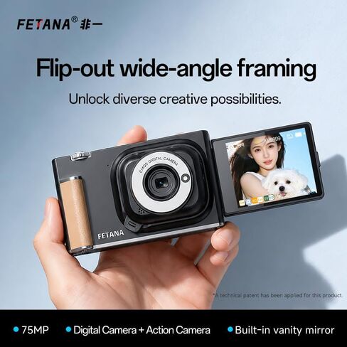 5K 30Fps Mini Action Camera with 180° Flip Screen 75MP EIS | Wearable Beauty Filter Continuous Shooting Vlogging Camera for TikTok YouTube Vlogging Outdoor Motorcycle in Saudi Arabia