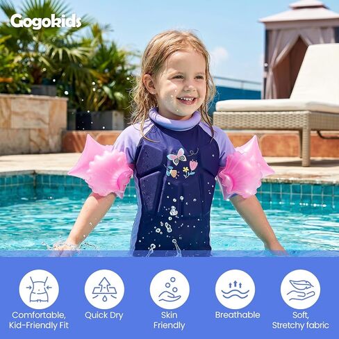Gogokids Kids Floatation Swimsuit, Toddler One Piece Swimsuits with Armbands, UV 50+ Sun Protection Swimwear for 2-7 Years (26-57lbs) Boys & Girls in Saudi Arabia