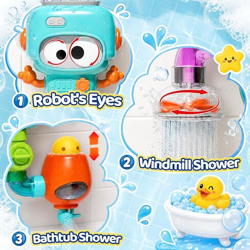 DOLIVE STEM Waterworks Pipes Bath Toys, 9PCS Baby Bathtub Toy with Interactive, Creative Shower Toy with Suction Cups for Baby Boys & Girls in Saudi Arabia
