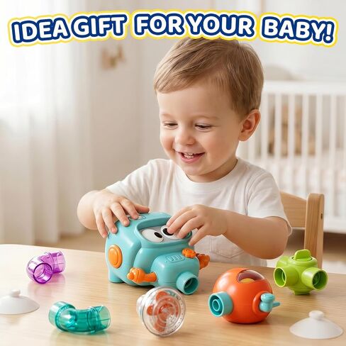 DOLIVE STEM Waterworks Pipes Bath Toys, 9PCS Baby Bathtub Toy with Interactive, Creative Shower Toy with Suction Cups for Baby Boys & Girls in Saudi Arabia
