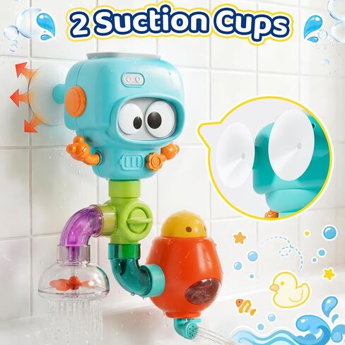DOLIVE STEM Waterworks Pipes Bath Toys, 9PCS Baby Bathtub Toy with Interactive, Creative Shower Toy with Suction Cups for Baby Boys & Girls in Saudi Arabia