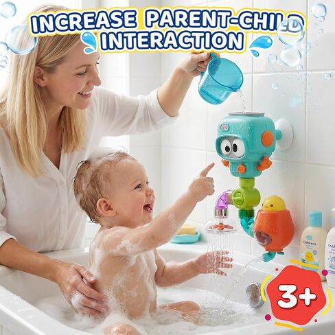 DOLIVE STEM Waterworks Pipes Bath Toys, 9PCS Baby Bathtub Toy with Interactive, Creative Shower Toy with Suction Cups for Baby Boys & Girls in Saudi Arabia