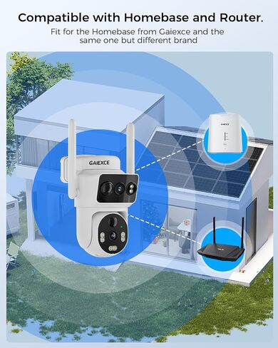 Solar Outdoor Security Camera, 4MP Dual-Lens Bullet Camera, Wireless 2.4G/5G WiFi, PIR Motion Alerts, Color Night Vision, 2-Way Audio, Alexa, IP66, 500GB Local Storage, No Subscription in Kuwait