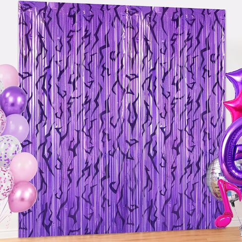 Kpop Birthday Decorations, 6.6x8.2 FT Purple Iridescent Tinsel Backdrop Curtains with Energy Pattern for Girls Kpop Disco Party Decorations in Saudi Arabia
