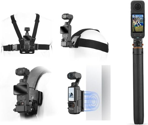 BRDRC Accessories Kit & 64in Extendable Selfie Stick Tripod, 4 in 1 Chest Head Strap Backpack Clip Magnetic Mount Stand with 1/4'' Screw for DJI Osmo Pocket 4 3 Xtra Muse Creator Combo Accessories in Saudi Arabia