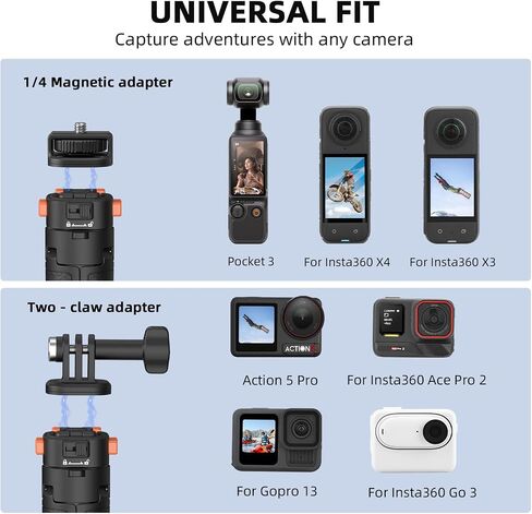 BRDRC Accessories Kit & 64in Extendable Selfie Stick Tripod, 4 in 1 Chest Head Strap Backpack Clip Magnetic Mount Stand with 1/4'' Screw for DJI Osmo Pocket 4 3 Xtra Muse Creator Combo Accessories in Saudi Arabia