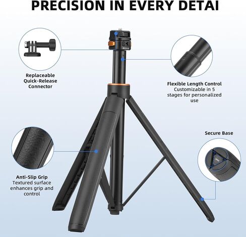 BRDRC Accessories Kit & 64in Extendable Selfie Stick Tripod, 4 in 1 Chest Head Strap Backpack Clip Magnetic Mount Stand with 1/4'' Screw for DJI Osmo Pocket 4 3 Xtra Muse Creator Combo Accessories in Saudi Arabia