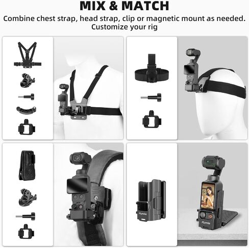 BRDRC Accessories Kit & 64in Extendable Selfie Stick Tripod, 4 in 1 Chest Head Strap Backpack Clip Magnetic Mount Stand with 1/4'' Screw for DJI Osmo Pocket 4 3 Xtra Muse Creator Combo Accessories in Saudi Arabia