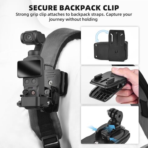 BRDRC Accessories Kit & 64in Extendable Selfie Stick Tripod, 4 in 1 Chest Head Strap Backpack Clip Magnetic Mount Stand with 1/4'' Screw for DJI Osmo Pocket 4 3 Xtra Muse Creator Combo Accessories in Saudi Arabia