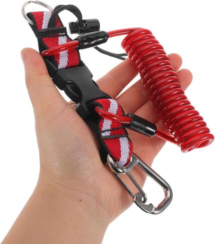 Abaodam Scuba Diving Lanyard مريح مناسب للمعصم مع مشبك سريع التحرير، حزام ملفوف من الفولاذ المقاوم للصدأ، حزام قوي من مادة TPU، للأجهزة والمصابيح الكاشفة في الرياضات المائية الخارجية in Kuwait