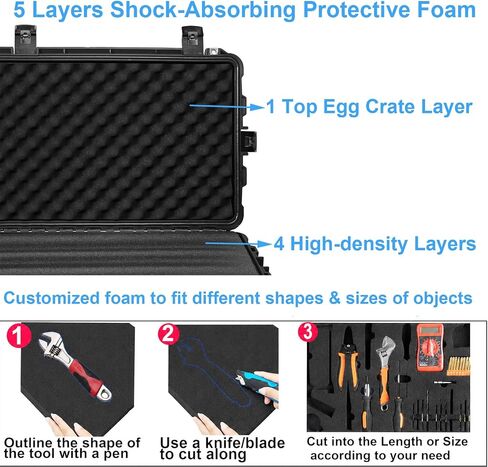 Regetek WATERPROOF Rolling Case 53.5 x 16.5x 10.5 Inch, with Foam/Wheels/ 3 Large Handles for Camera, Tool, Equipment, IP67,Crushproof, Lockable, Transport Hard Case in Kuwait