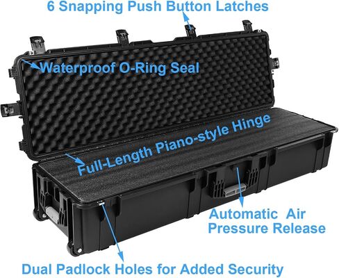 Regetek WATERPROOF Rolling Case 53.5 x 16.5x 10.5 Inch, with Foam/Wheels/ 3 Large Handles for Camera, Tool, Equipment, IP67,Crushproof, Lockable, Transport Hard Case in Kuwait