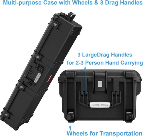 Regetek WATERPROOF Rolling Case 53.5 x 16.5x 10.5 Inch, with Foam/Wheels/ 3 Large Handles for Camera, Tool, Equipment, IP67,Crushproof, Lockable, Transport Hard Case in Kuwait