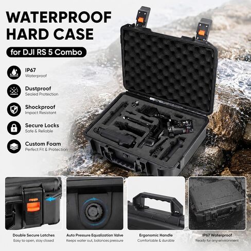Hard Case for DJI RS 5 Combo, Waterproof & Impact-Resistant Travel Carrying Case for DJI RS 5 Gimbal Stabilizer and Accessories in Saudi Arabia