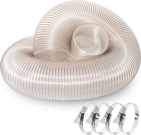 5" x 10’ Dust Collection Hose, Puncture-Resistant, Flexible Clear Polyurethane (PU) Collection Hose with coppered steel wire Coil for Dust Collectors. in Saudi Arabia
