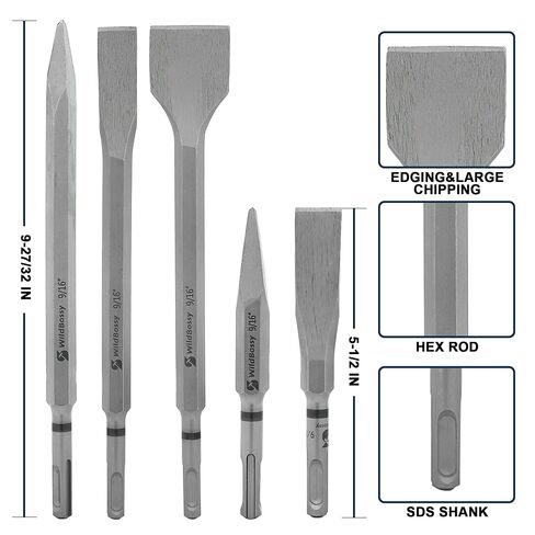 Rotary Hammer Drill Bits and Chisels Set, SDS Plus, 17PCS | Includes SDS Plus drill bits and chisels for concrete, stone and brick work, with storage case for transport and organization in Kuwait
