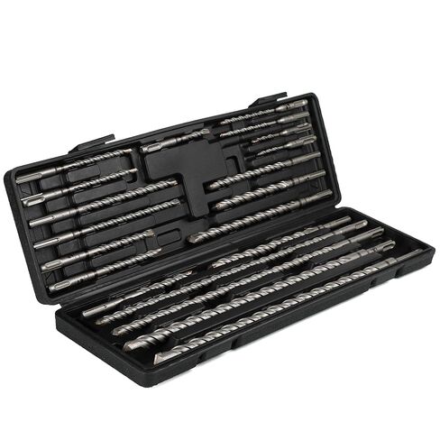 Rotary Hammer Drill Bits and Chisels Set, SDS Plus, 17PCS | Includes SDS Plus drill bits and chisels for concrete, stone and brick work, with storage case for transport and organization in Kuwait