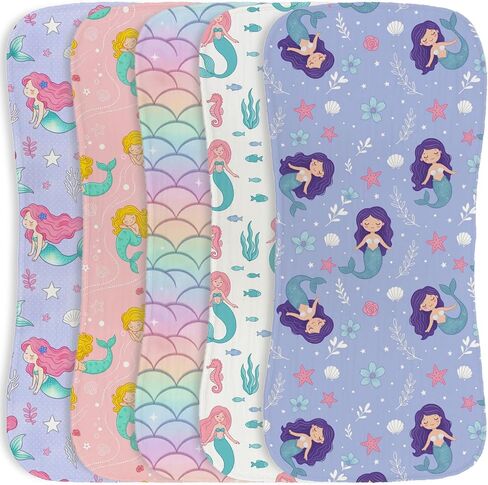 5Pack Cartoon Baby Burp Cloths for Boys Girls, Puppy Dog Baby Burping Cloths, Soft Cotton Super Absorbent Washcloths, Machine Washable and Reusable Baby Spit-Up Cloths for Newborns Infants Essentials in Saudi Arabia