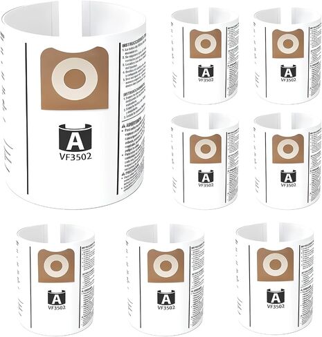 8 Pack VF3502 Vacuum Bags Fit For Rigid 12 to 16 Gallon Wet Dry Vacuum WD1950 WD1956 WD1850 WD1851 RV2400HF WD1450 WD1680 WD1270, High Efficiency Replacement Filter Bags, Part# 23743 in Kuwait
