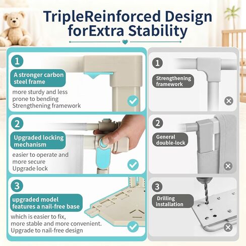 3-Piece King Size Toddler Bed Rail Guard, No Drill Vertical Lift Baby Bed Barrier, 24 Gear Adjustable Height Safety Bed Rail with Double Lock, Seamless Gapless Kids Bed Fence, 78.7"x78.7"x74.8", Grey in Saudi Arabia