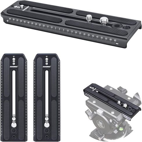 INNOREL 2 Pieces 501PL Tripod Fluid Head Quick Release Plate Compatible with Manfrotto 501PL Series Video Fluid Head,Camera Mounting Plate with 1/4" and 3/8" Screws, 50mm Width,QV160 in Kuwait