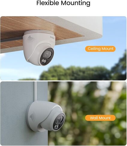 Anlapus 2 Pack 4K Security Cameras for Home Surveillance, 8MP Outdoor Indoor Wired CCTV Add-On Dome Camera with Audio, Night Vision, IP66 Weatherproof, Only Compatible 4K DVR System in Kuwait