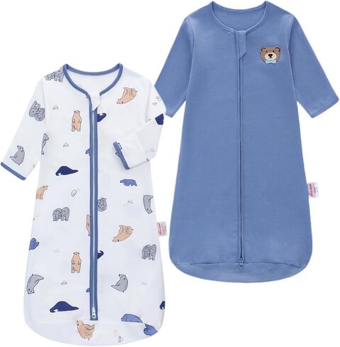 Baby Sleep Sack 0-18 Month Long Sleeve Baby Wearable Blanket 0.5 Tog with Mittens 2-Way Zipper Cotton Sleeping Sack in Saudi Arabia