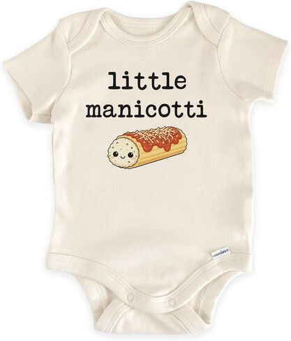 Little Manicotti Italian Newborn Bodysuit (0-3 Months, Natural) | Italian Baby Outfit, Pasta Newborn Clothes, Foodie Infant Gift, Neutral Photo Prop, Family Keepsake, Baby Shower Present in Saudi Arabia