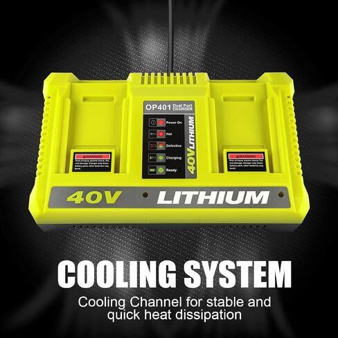 Dual Port 40V Charger for Ryobi OP401 40V Battery OP4040 OP4050A OP4026 OP4026A OP4030 OP4050 OP401 Compatible with Ryobi 40 Volt Battery Charger in Saudi Arabia