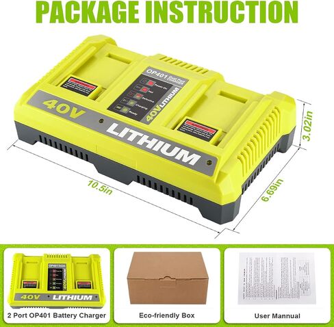 Dual Port 40V Charger for Ryobi OP401 40V Battery OP4040 OP4050A OP4026 OP4026A OP4030 OP4050 OP401 Compatible with Ryobi 40 Volt Battery Charger in Saudi Arabia