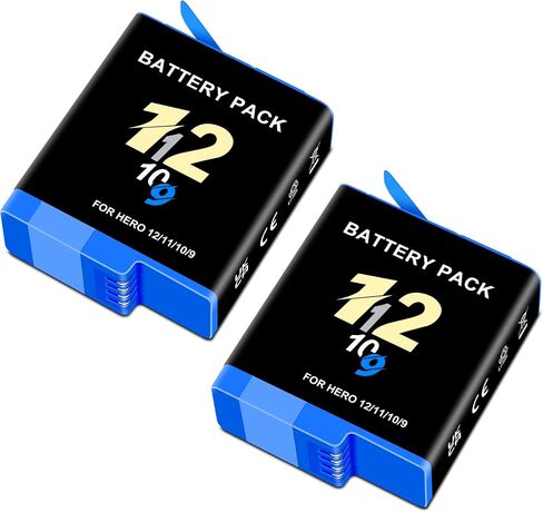 Hero 12/11/10/9 Battery 2-Pack 2000mah Compatible for Hero 12 11 10 9 Black Original Batteries Accessories Enduro Upgrade Capacity Battery 3.85V 7.7WH in Kuwait