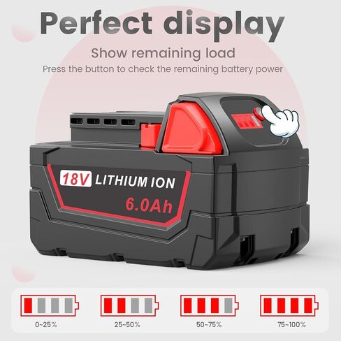 4 Pack Milwaukee 18V Battery & Rapid Charger Kit, 18V 6.0Ah Replacement for Milwaukee Mk18 Battery Compatible with Mk-18 48-11-1850 48-11-1840 48-11-1890 48-11-1815 Cordless Tools in Kuwait