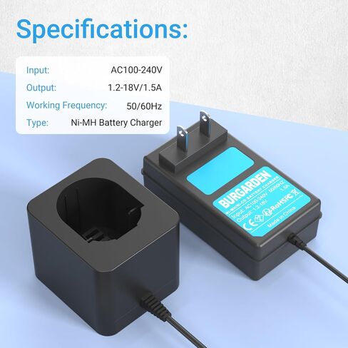 7.2V-18V Charger for Black and Decker PS120 PS130 PS140 PS145 Battery | Compatible with Black & Decker 7.2V 9.6V 12V 14.4V 18V Ni-MH/Ni-Cd Pod Style Batteries in Kuwait