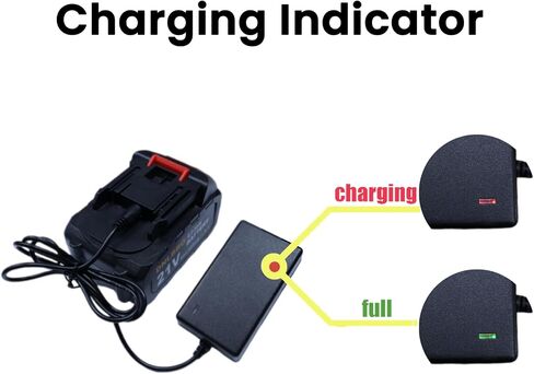 21V Lithium Battery Charger, for 20V 21V Power Tools | Compatible with Mini Chainsaw Pole Saws Cordless Leaf Blower 21V Electric Wrenches Power Tools Battery Charger with LED Indicator. in Saudi Arabia