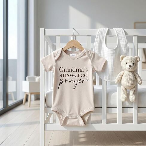 Grandma's Answered Prayer Pregnancy Reveal Infant Bodysuit,0-4 Months Baby Announcement Onesie, Baby Coming Soon Reveal Ideas for Grandpa (oat) in Saudi Arabia