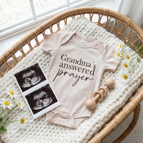 Grandma's Answered Prayer Pregnancy Reveal Infant Bodysuit,0-4 Months Baby Announcement Onesie, Baby Coming Soon Reveal Ideas for Grandpa (oat) in Saudi Arabia