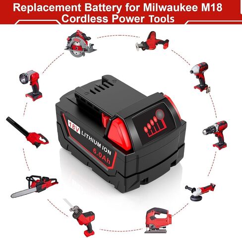 6.0Ah 2Pack Replacement for Milwaukee M-18 Battery Compatible with All Milwaukee MK-18 Battery 48-11-1850 48-11-1840 48-11-1890 48-11-1815 MK-18 MK-18B Cordless Tools Battery in Kuwait
