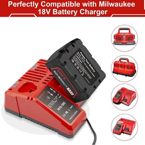 6.0Ah 2Pack Replacement for Milwaukee M-18 Battery Compatible with All Milwaukee MK-18 Battery 48-11-1850 48-11-1840 48-11-1890 48-11-1815 MK-18 MK-18B Cordless Tools Battery in Kuwait