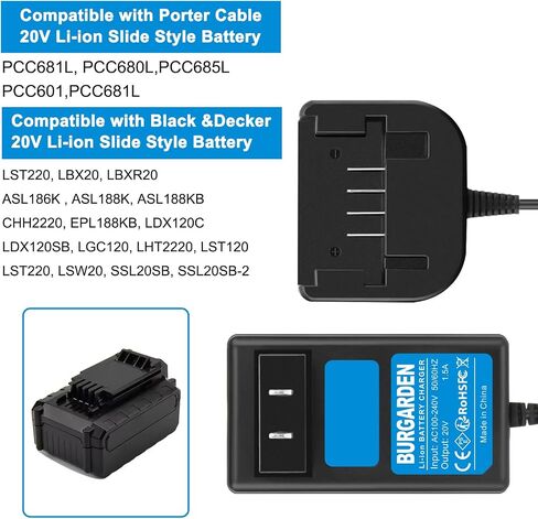20V Li-ion Charger Compatible with Porter-Cable PCC681L PCC685L | PCC680L PCC682L PCC692L PCC691L PCC699L Also for Black & Decker LBXR20 LB20 LBX20 in Kuwait